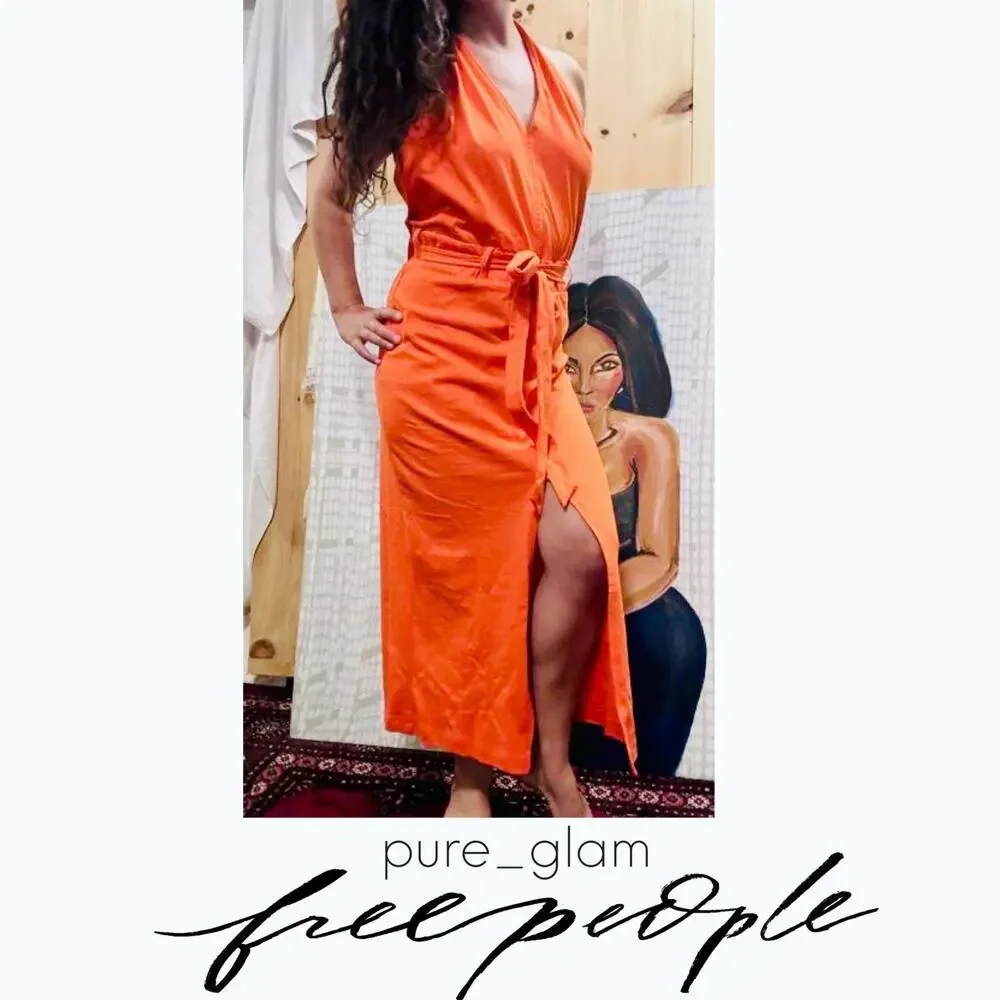 Free People dress halter midi belted